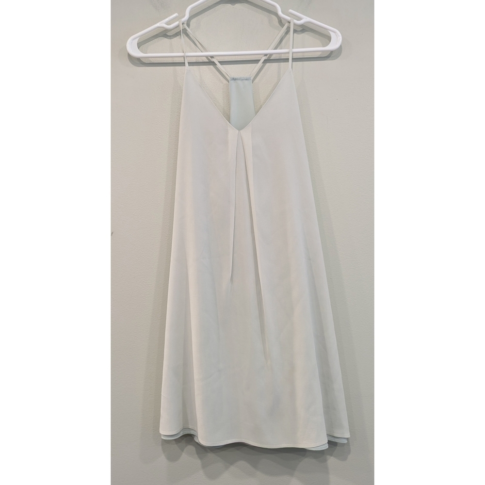 Alice + Olivia Fierra Y-Back Silk Mini Lined Dress in Aqua Size XS